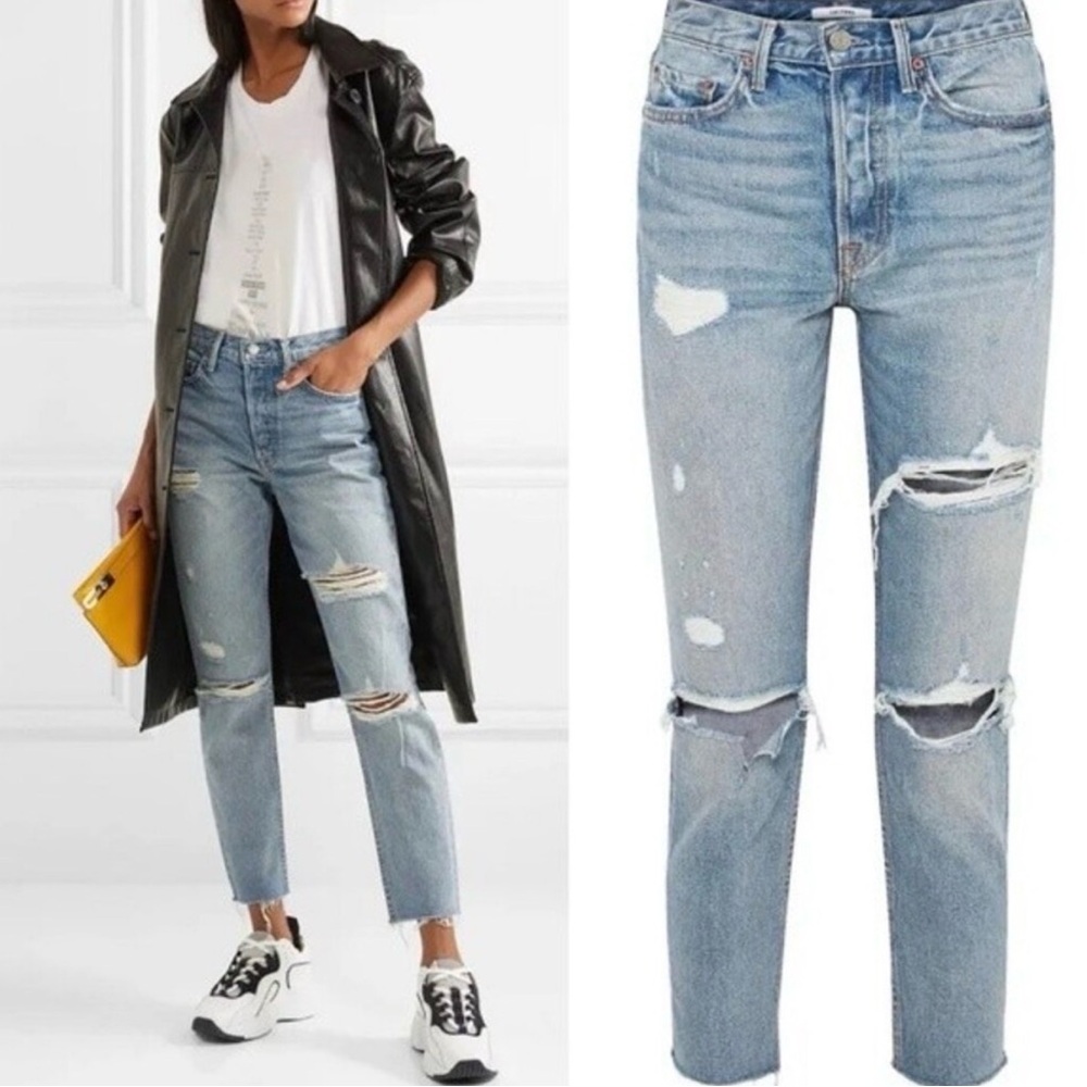 Grlfrnd Karolina Distressed High Rise Jeans in A Liitle More Love Wash 32 NWT